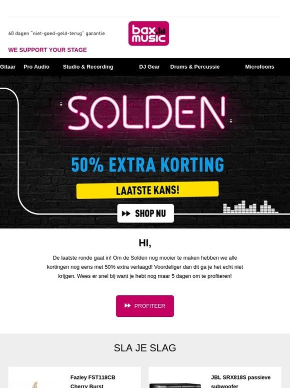 Mis het niet ☞ nog maar 5 dagen Solden