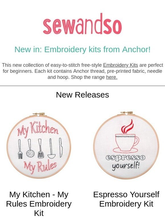 New Embroidery Kits from Anchor!