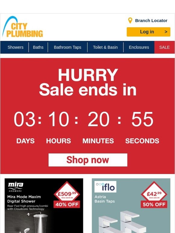 City Plumbing Supplies ONLY 4 DAYS LEFT! The Bathroom Showroom SALE Milled