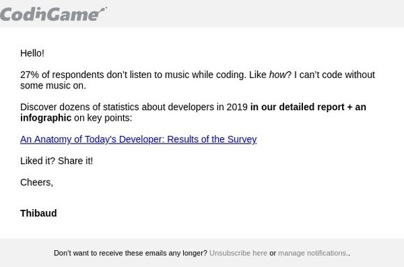 [CodinGame Blog] Results of the Developer Survey