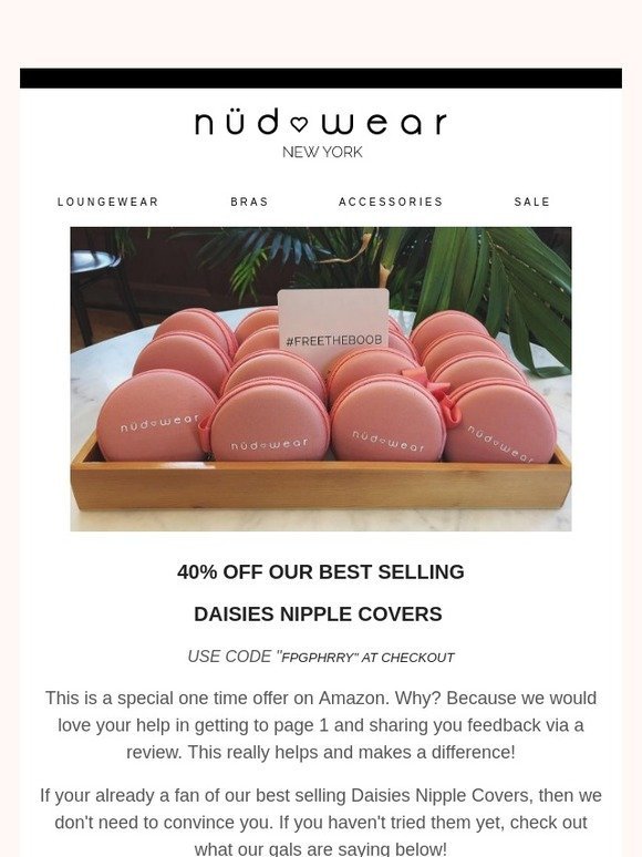 Nudwear Lingerie: 40% OFF Daisies Nipple Covers Special Offer