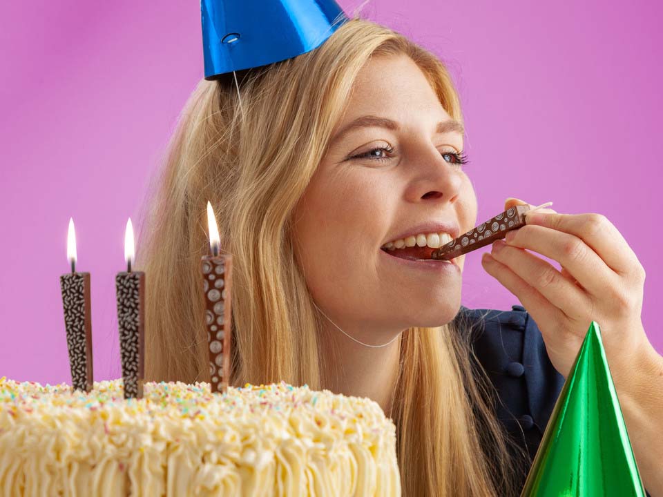 Ätbara Tårtljus 3-pack Mörk Choklad