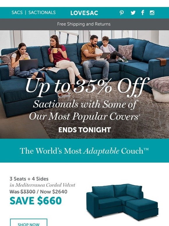 LoveSac Up to 35 off Sactionals Comfort that lasts a lifetime, a