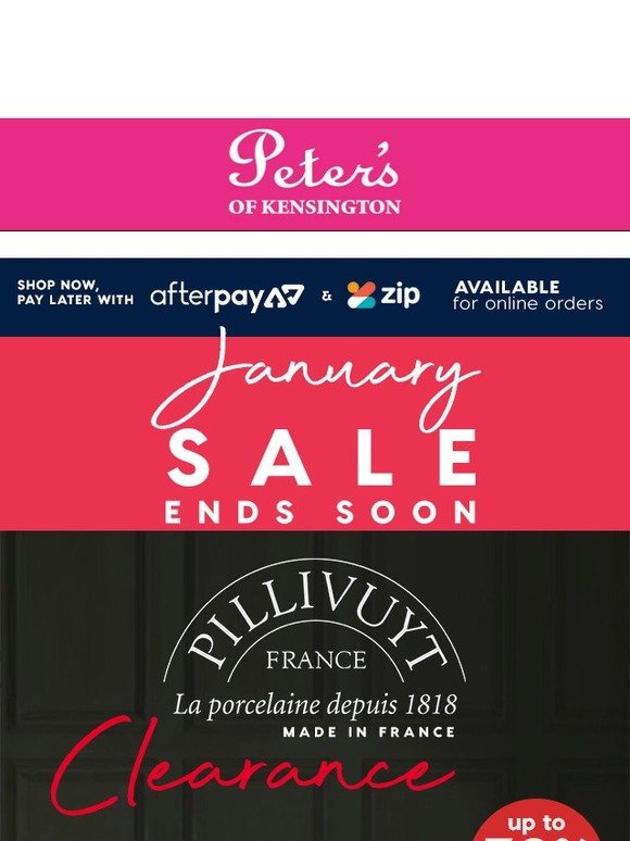 Peter's of Kensington Up to 70 off RRP in Peter's Pillivuyt Clearance
