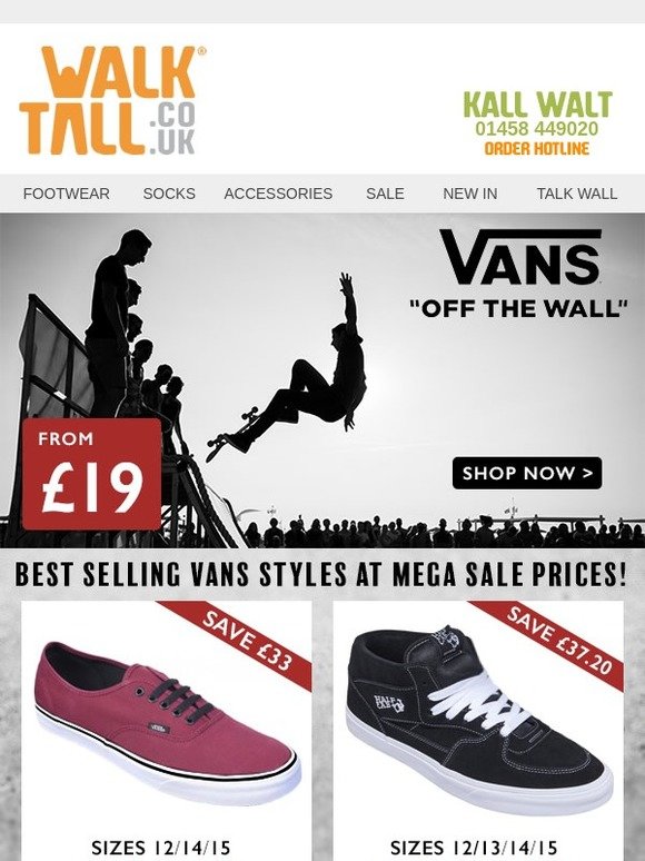 Top Vans styles from only £19 - Don't miss out!
