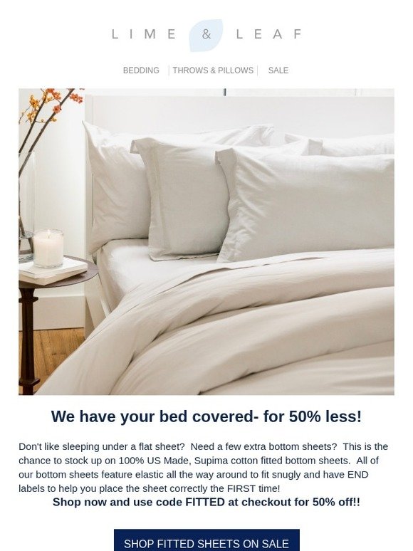 50% off all fitted sheets!