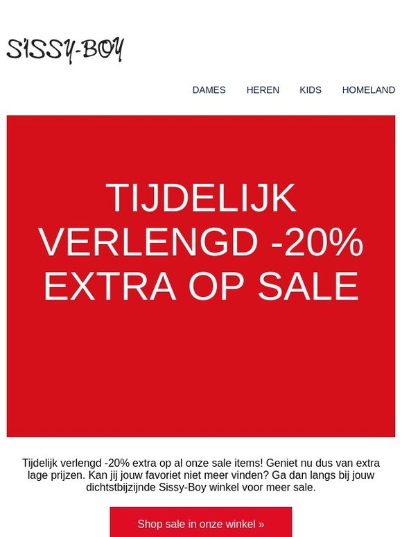 Verlengd -20% extra op alle SALE!