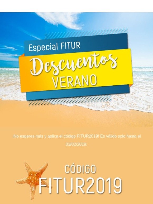 ¡ÚLTIMOS DÍAS! ⏰ Vacaciones de Verano con CÓDIGO: FITUR2019