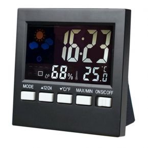 Voice Control Backlight Hygrometer Thermometer Alarm Clock with LCD Display 