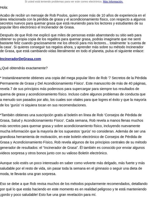 REGALITOS POR CORREO ELECTRÓNICO DE QUEMA DE GRASA Y ACONDICIONAMIENTO FÍSICO #1