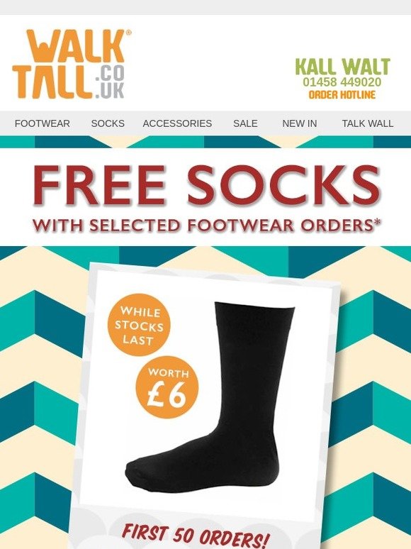 Free socks with selected orders - Limited stock available