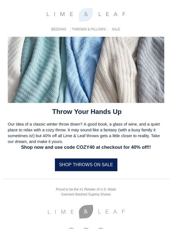 We're throwing it down with 40% off throws.