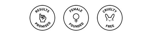results promised, cruelty free, female founded