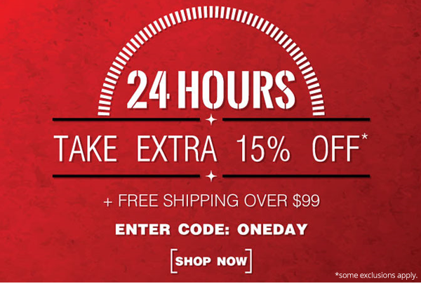 24 Hour Flash Sale - Extra 15% Off