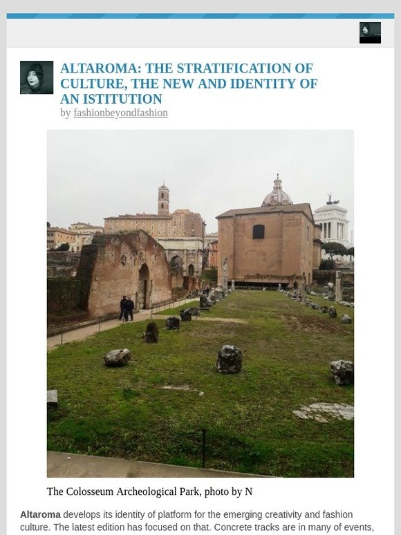 [New post] ALTAROMA: THE STRATIFICATION OF CULTURE, THE NEW AND IDENTITY OF AN ISTITUTION