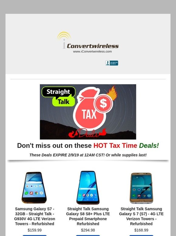 NOW through 2/9/19 at MIDNIGHT HURRY! 💸💰💰Tax Time Deals for STRAIGHT TALK📲: