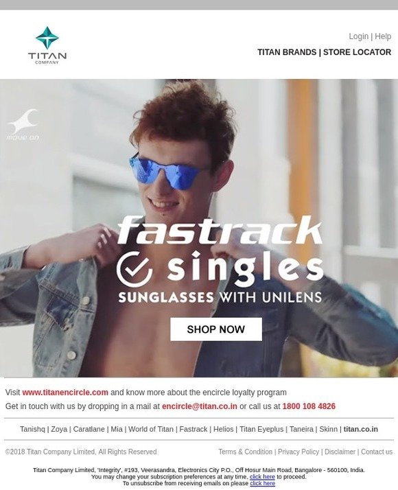 Square Rimless Sunglasses Fastrack - U004BU3 at best price | Titan Eye+
