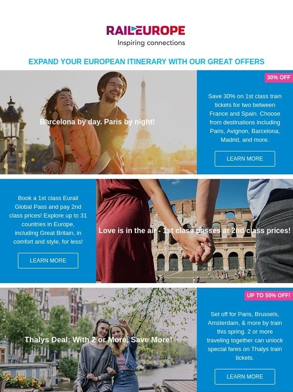 Up to 55% off on your European travel!