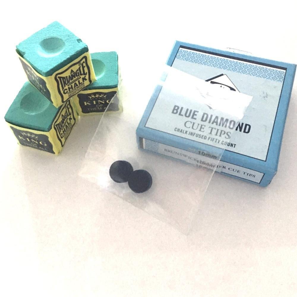 Image of Blue Diamond Cue Tips and Triangle Chalk Bundle