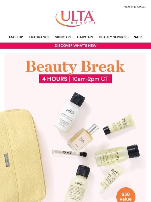 Ulta Beauty 4 hours only! FREE 7 PC Philosophy Gift + bag