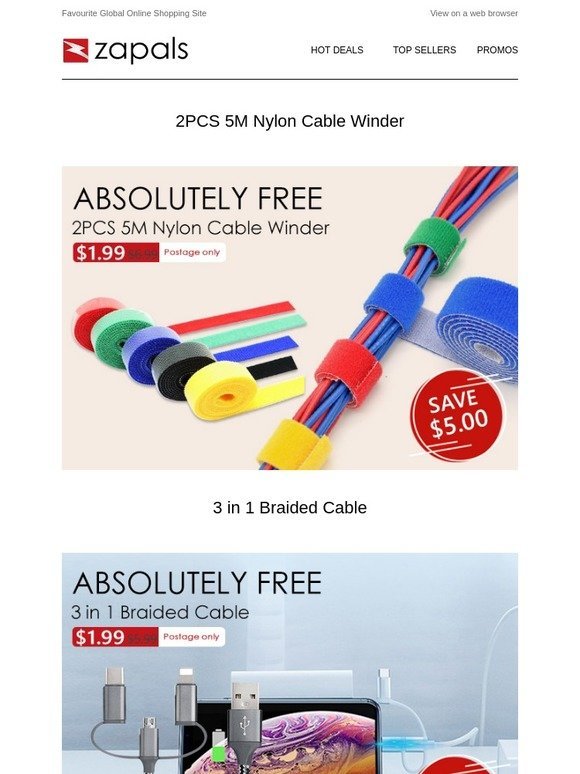 5M Nylon Cable Winder $0.98 Shipped; New QCY BT V5.0 Earbuds $29 Shipped; $10 Sale - HDMI Adapter, Car Charger, Flash Drive and More