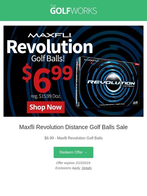 Golfworks: Maxfli Revolution Distance Golf Balls Sale 