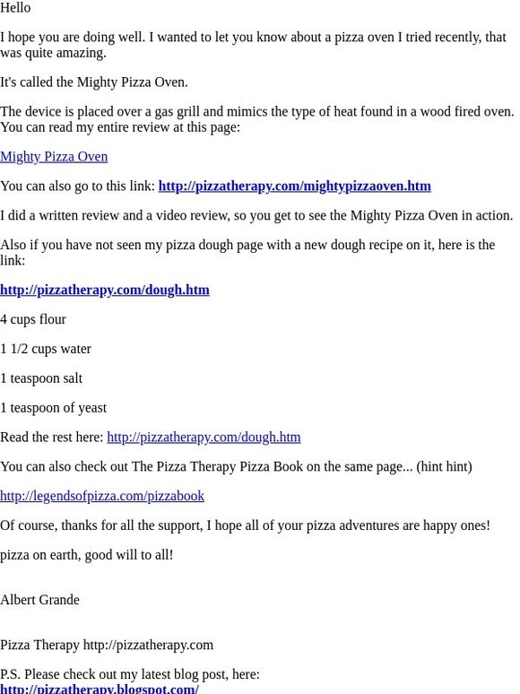 The Mighty Pizza Oven...Pizza Recipe and More...