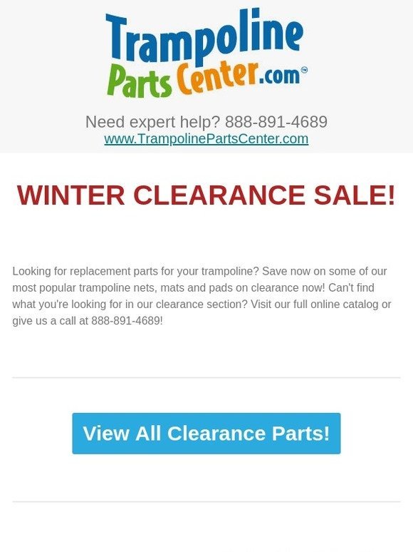 Trampoline Parts Clearance Sale!
