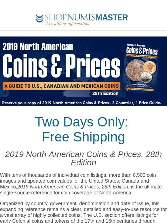 Flash Sale—Free shipping on 2019 North American Coins & Prices