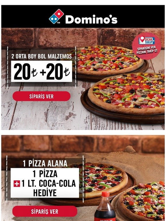 dominos cps 🍕 Dünya Pizza Günü'nde 2 Orta Boy Bol Malzemos 20+20 TL