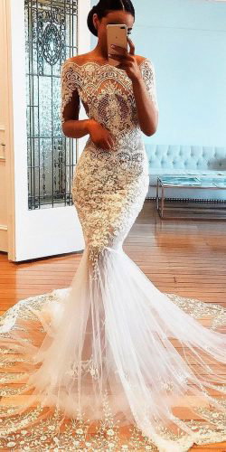 Royal Blue Graceful Lace Long Sleeves Backless Mermaid Wedding Guest B –  Wish Gown