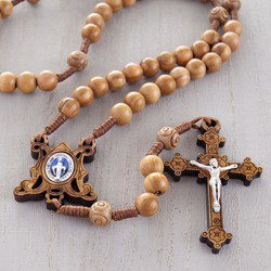 Olive Wood Corded Rosary