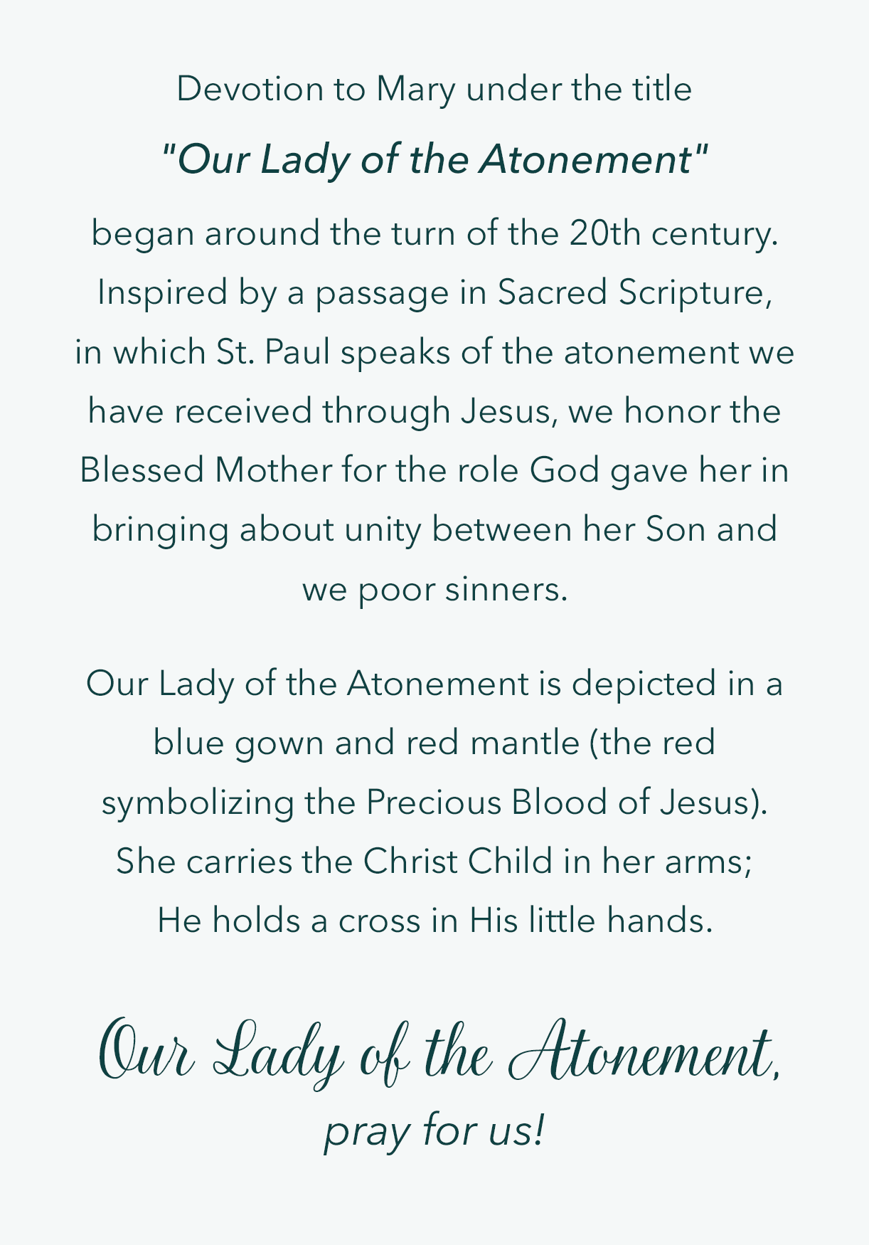 Our Lady of the Atonement Devotional