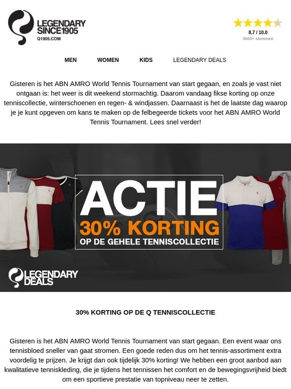 Je laatste kans om te winnen & fikse korting op jassen, winterschoenen en tenniscollectie