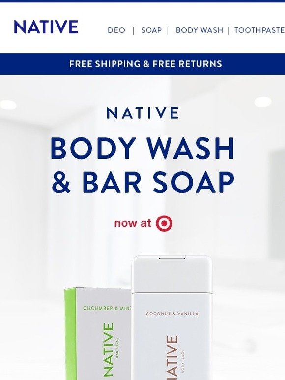 Native Deodorant Native Bar Soap & Body Wash are now at Target! Milled