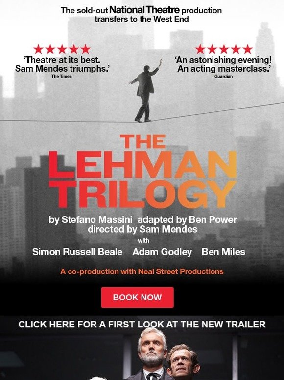 The Lehman Trilogy transfers to the West End this May | Tickets from only £21.60