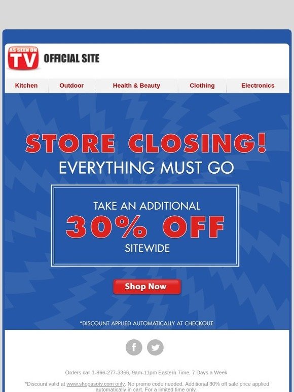 !!! STORE CLOSING - Extra 30% OFF !!!