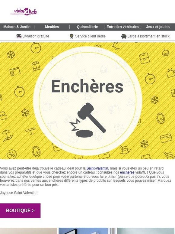 Tentez votre chance à nos ventes aux enchères le jour de la Saint-Valentin