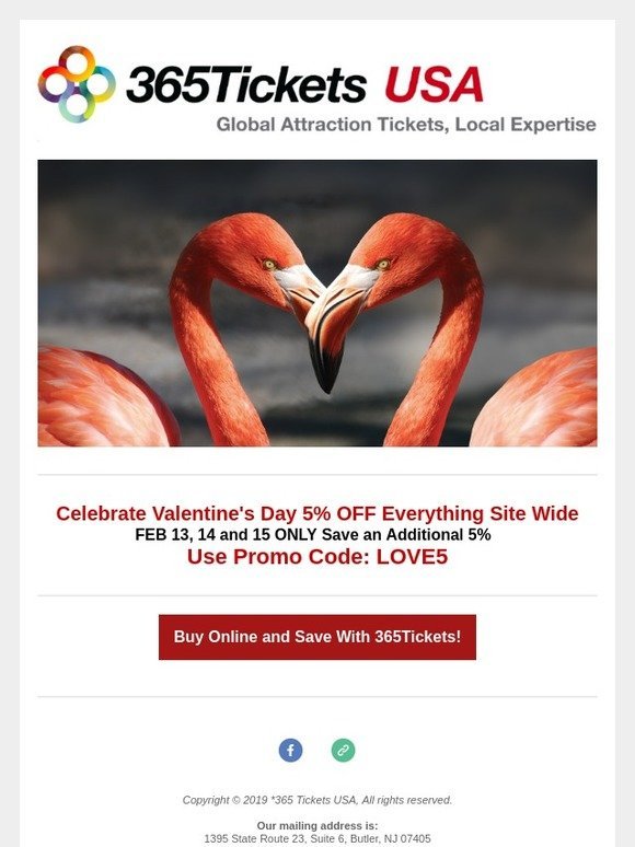 72 Hour Valentine's Sale from 365 Tickets!