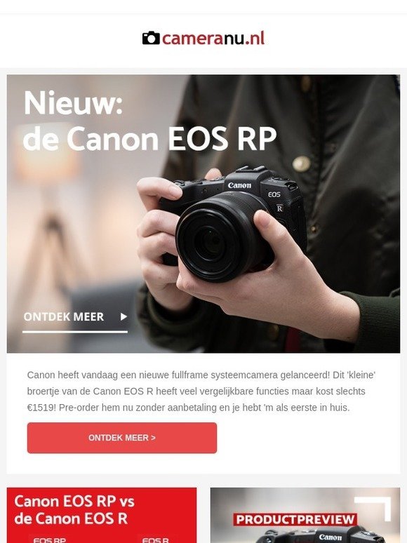 Canon onthult de nieuwe EOS RP systeemcamera!
