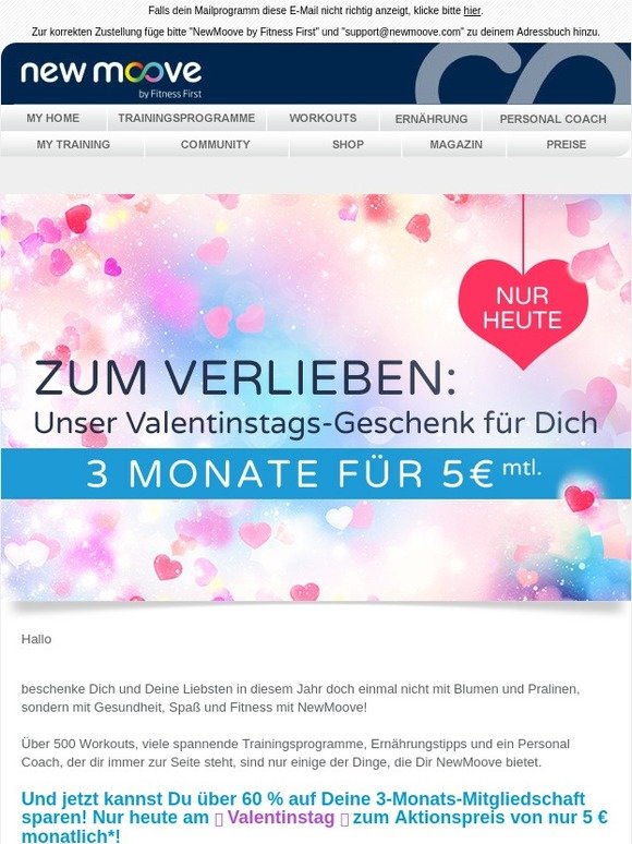 Unser 🎁 zum Valentinstag: 3 Monate für nur 5 € monatlich! 💛