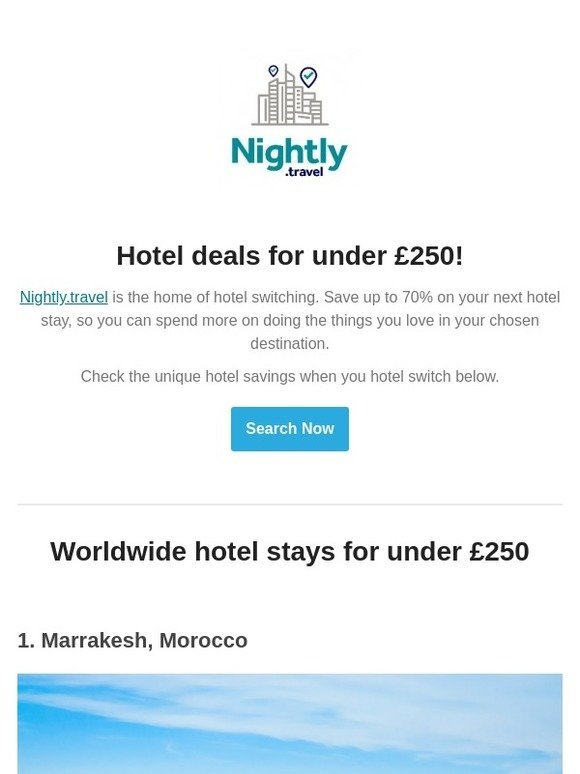 🏨 Hotel stays for under £250 for 3-14 nights