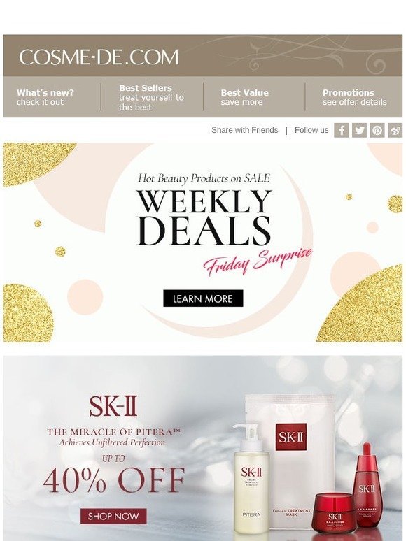 Friday special feature ♥ SK-II、COSME DECORTE up to 40% off ➤ Shop now