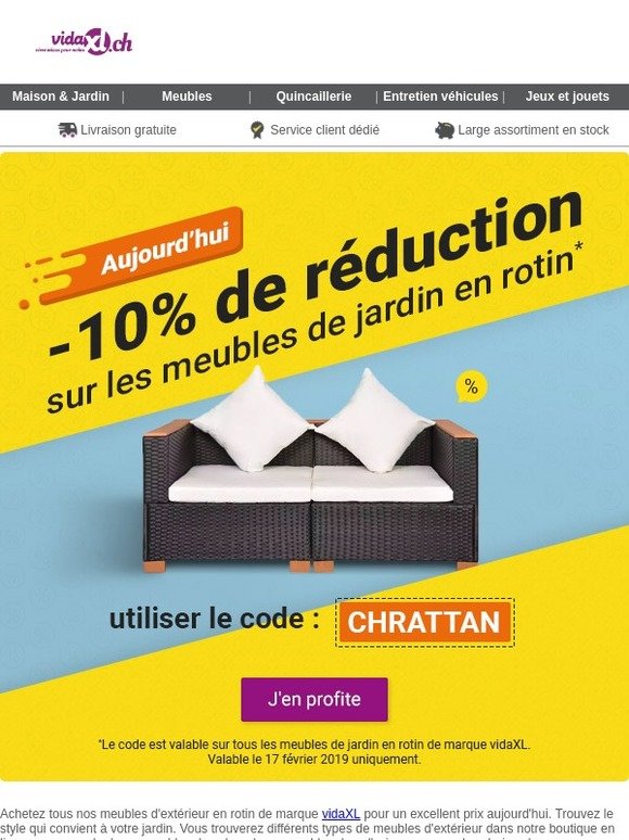 VENTE FLASH ! 24 HEURES SEULEMENT ! Offres de meubles d'extérieur en rotin