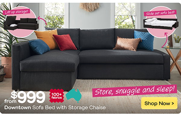 Downtown Sofa Bed with Storage Chaise