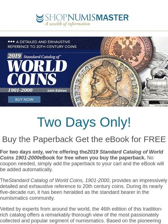 Two Days Only! 2019 Standard Catalog of World Coins 1901-2000
