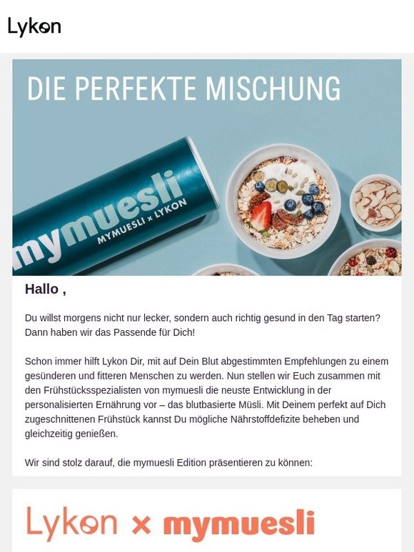 An die Löffel, fertig, los! Frühstücke Deine Mängel einfach weg: Mit dem Lykon x mymuesli Bluttest