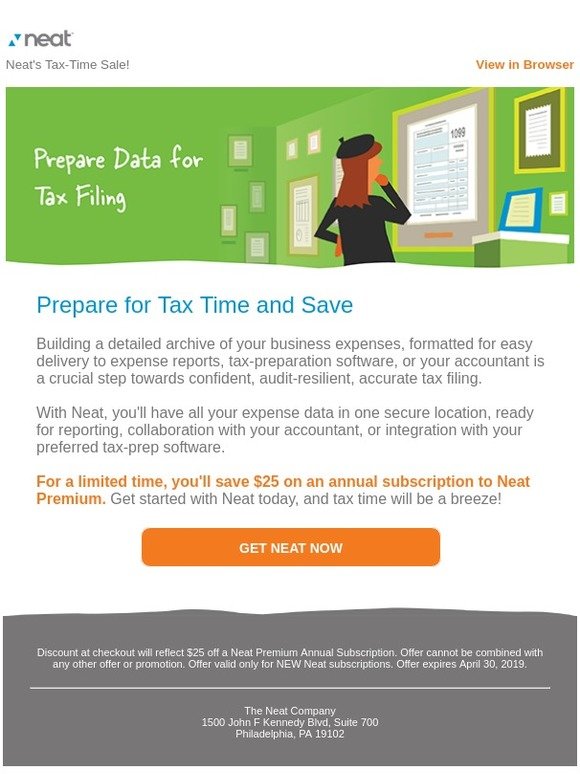 Neat's Tax-Time Sale!
