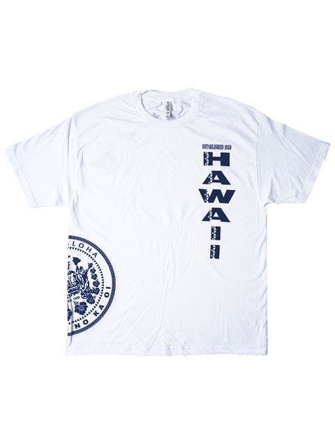 State of Hawaii White Cotton Men's Hawaiian T-Shirt