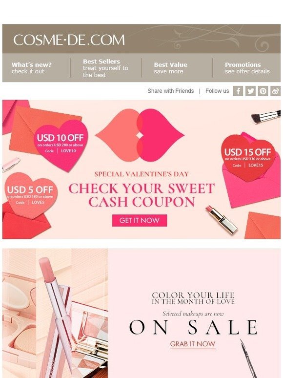 Color your Life in the Month of Love♥ Selected makeups are now on sale!
